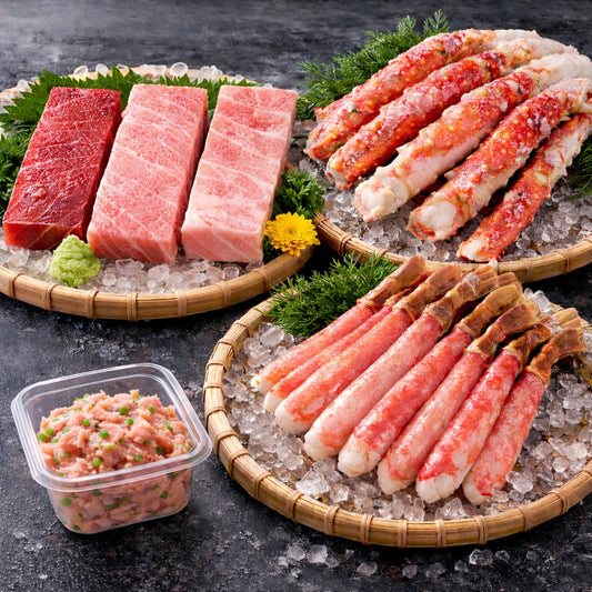 アイルランド産天然本鮪＆冷生ズワイ蟹＆冷ボイルタラバ蟹　極上セット